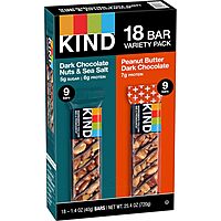 KIND Variety Pack – Dark Chocolate Nuts & Sea Salt & Peanut Butter Dark Chocolate, 1.4 oz, 18 Bars