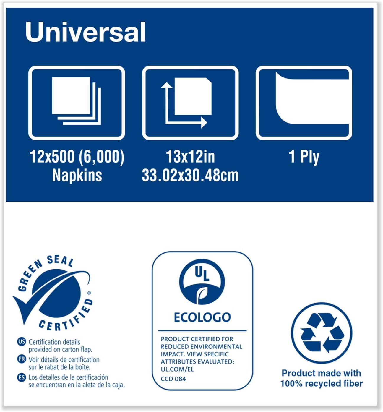 Tork Universal Masterfold 1-Ply Dispenser Napkins, 13in x 12in, Natural, Pack Of 6,000 Napkins