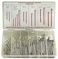 Stainless Steel Cotter Pin Assortment (124 Pieces), Inch, With Case