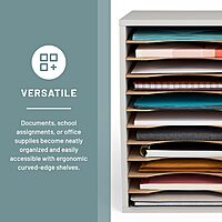 Safco Vertical Literature Organizer, 11-Compartment Wood Desktop Sorter