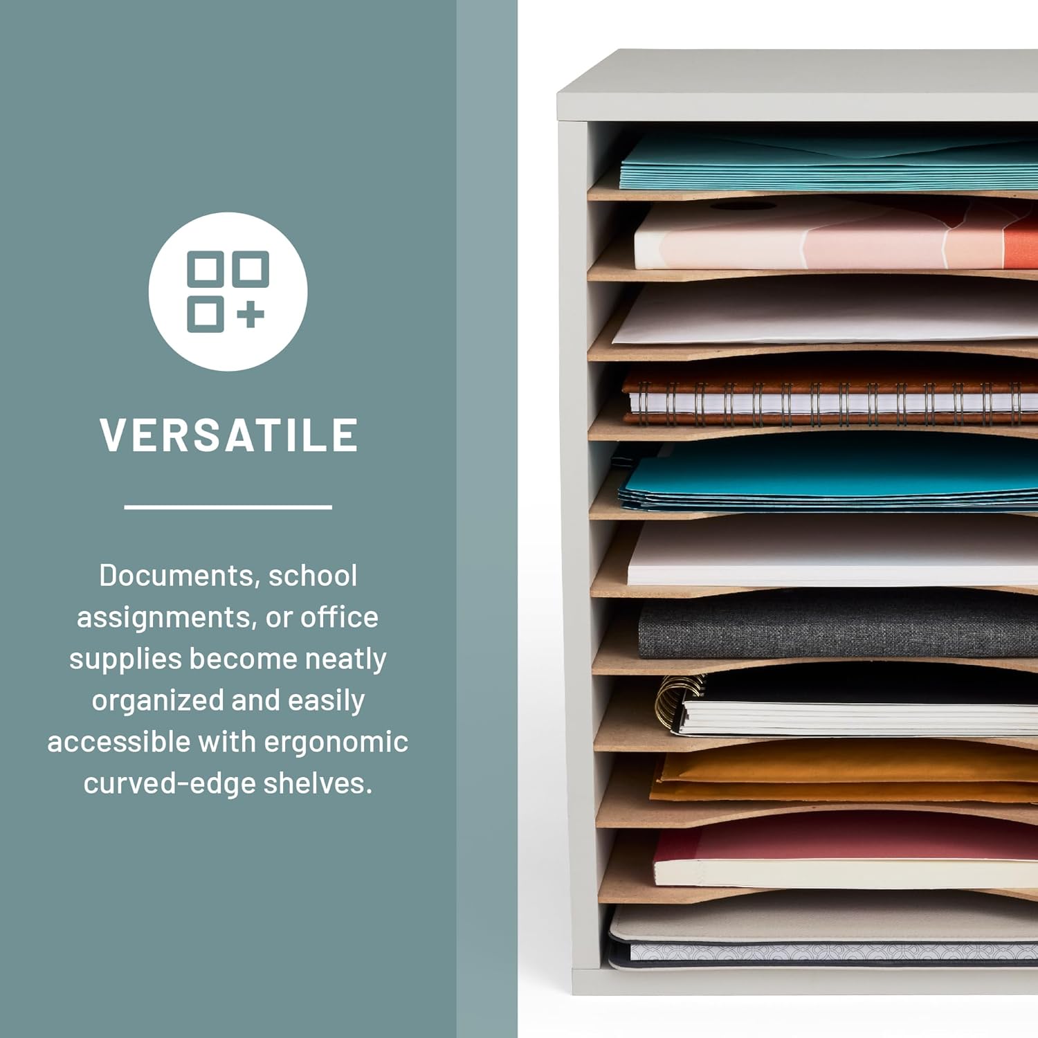 Safco Vertical Literature Organizer, 11-Compartment Wood Desktop Sorter