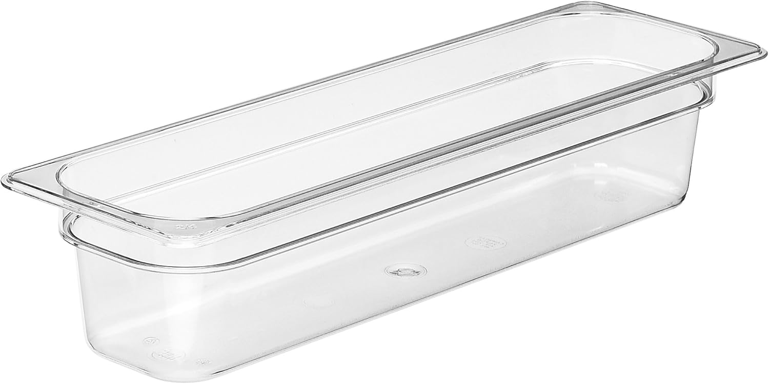Cambro 1/2 Size Camwear Food Pan, 4in x 10in x 20 7/8in, Clear