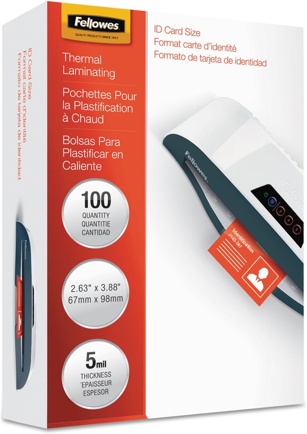 FELLOWES Hot Laminating Pouches for ID Cards