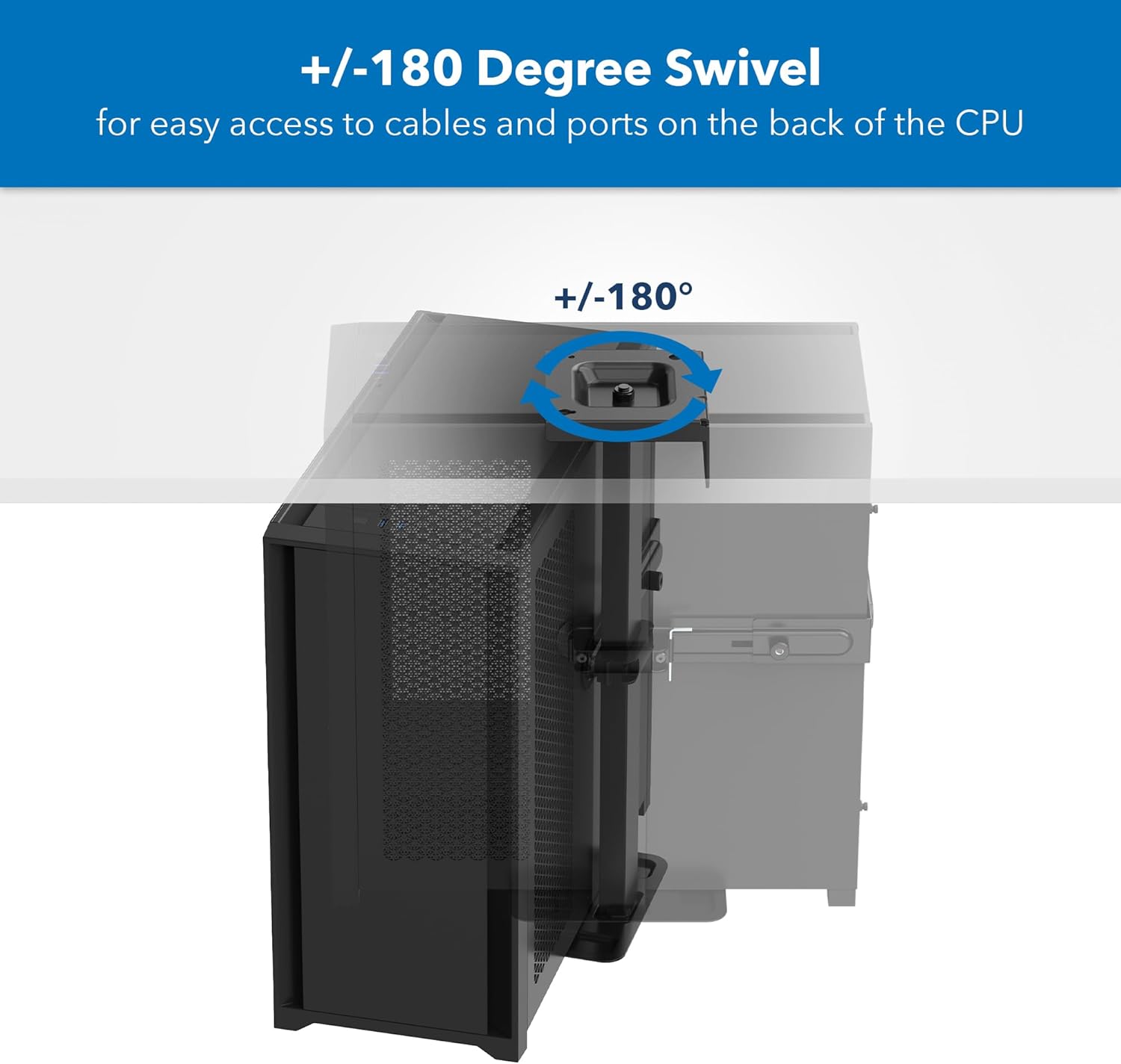 Mount-It! CPU Under Desk Mount Bracket, Rotating Heavy Duty Computer Tower Wall Mount, 360° Swivel Easy Cable Access