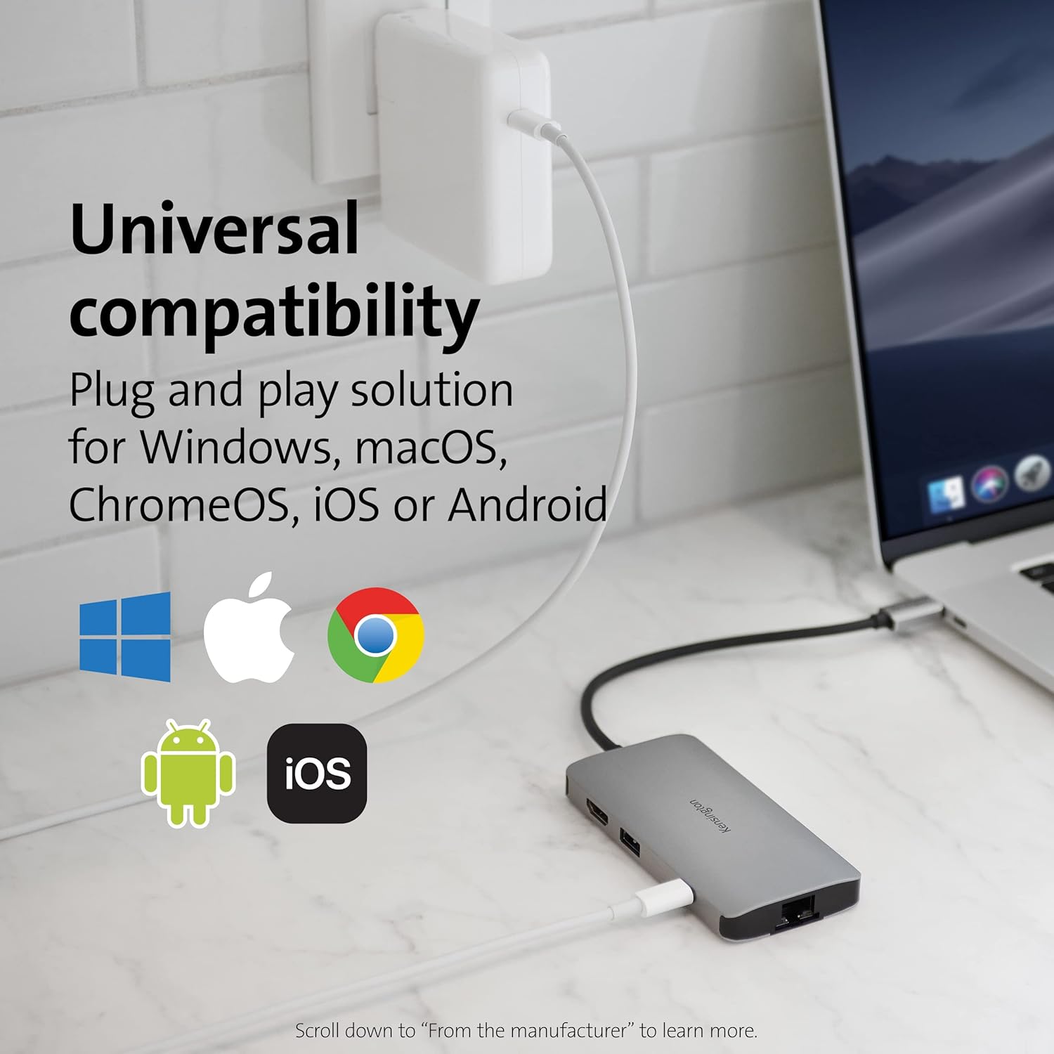 Kensington UH1400P 8-in-1 USB-C Hub with 85W Pass Through Charging Power Delivery, 4K 60Hz HDMI, Ethernet, MicroSD Card