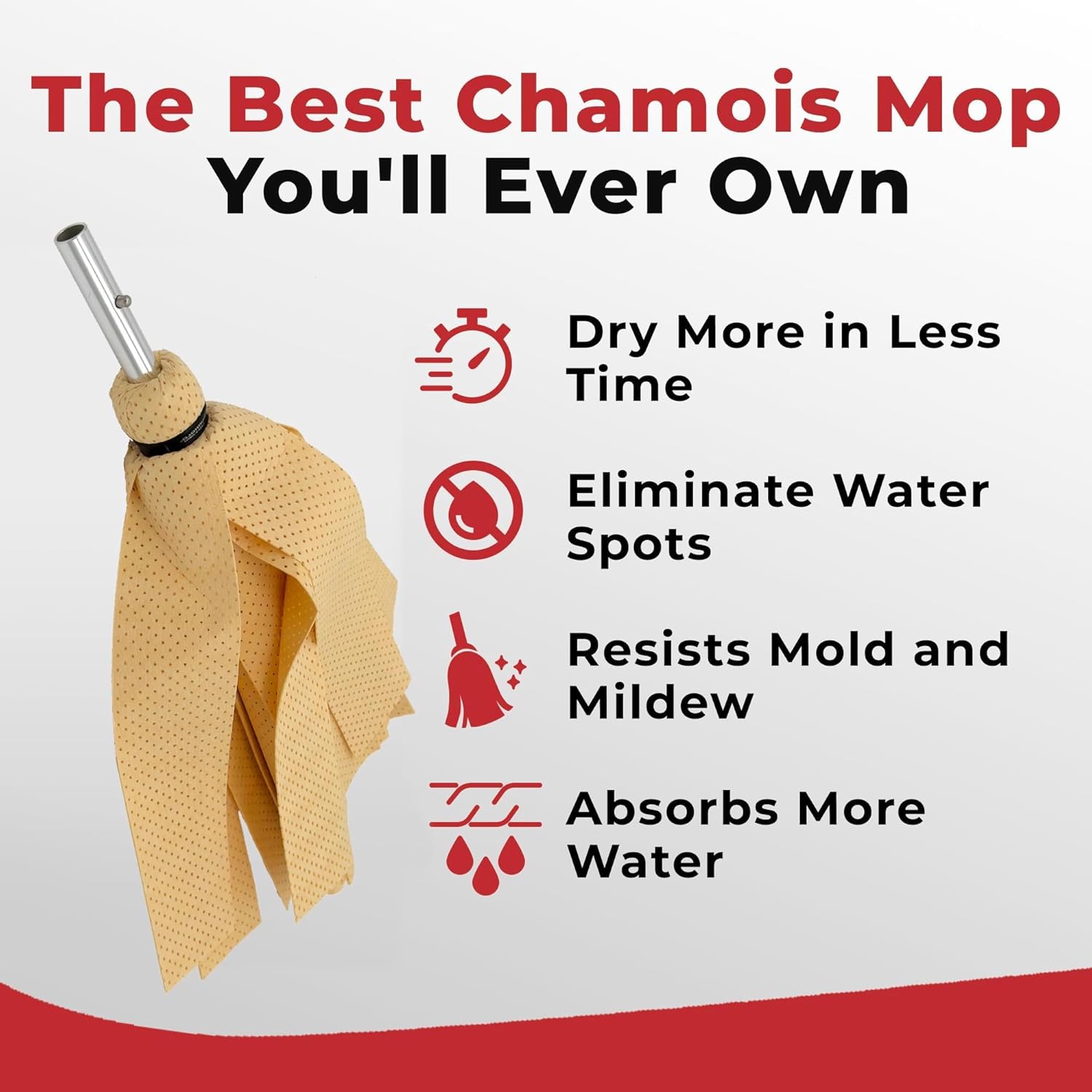 SHURHOLD Deluxe Water Sprite Chamois Heavy Duty Mop with Highly Absorbent 2 7/8" Wide PVA Strips