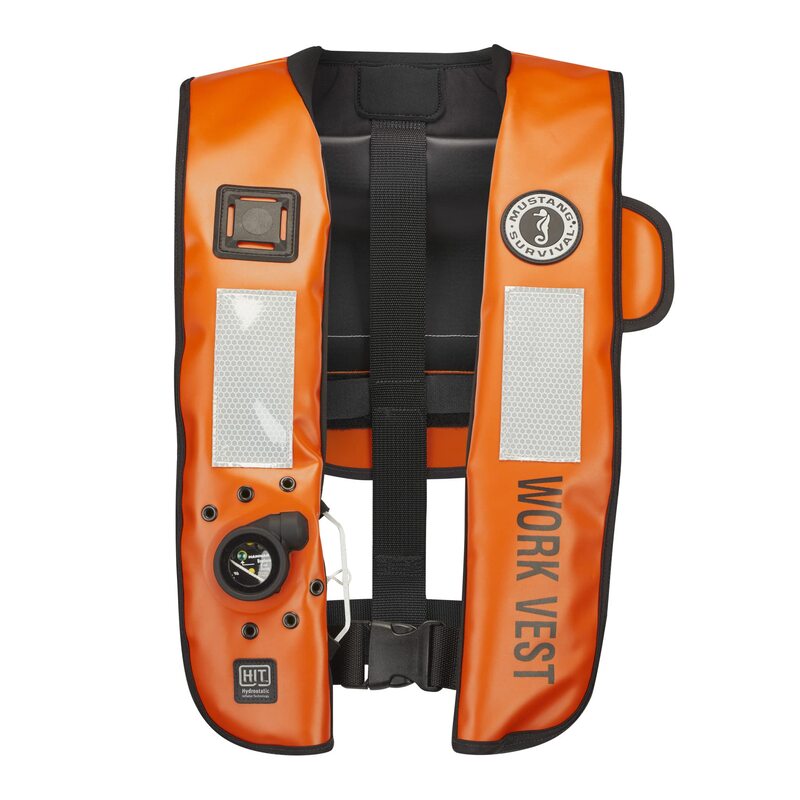 Mustang Survival - HIT Inflatable Work Vest for Adults (Orange & Black - One Size Fits All), Auto Hydrostatic