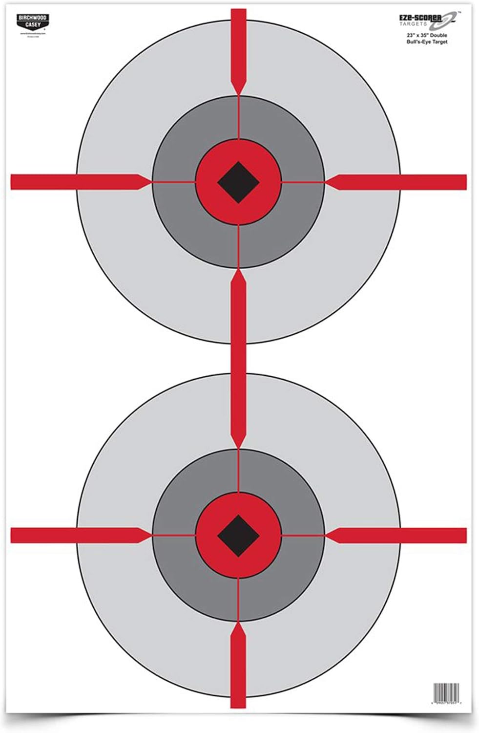 BIRCHWOOD CASEY 23" x 35" Eze-Scorer Double Bull's-Eye Shoot-Up Brilliant White Paper Targets for Indoor and Outdoor Use
