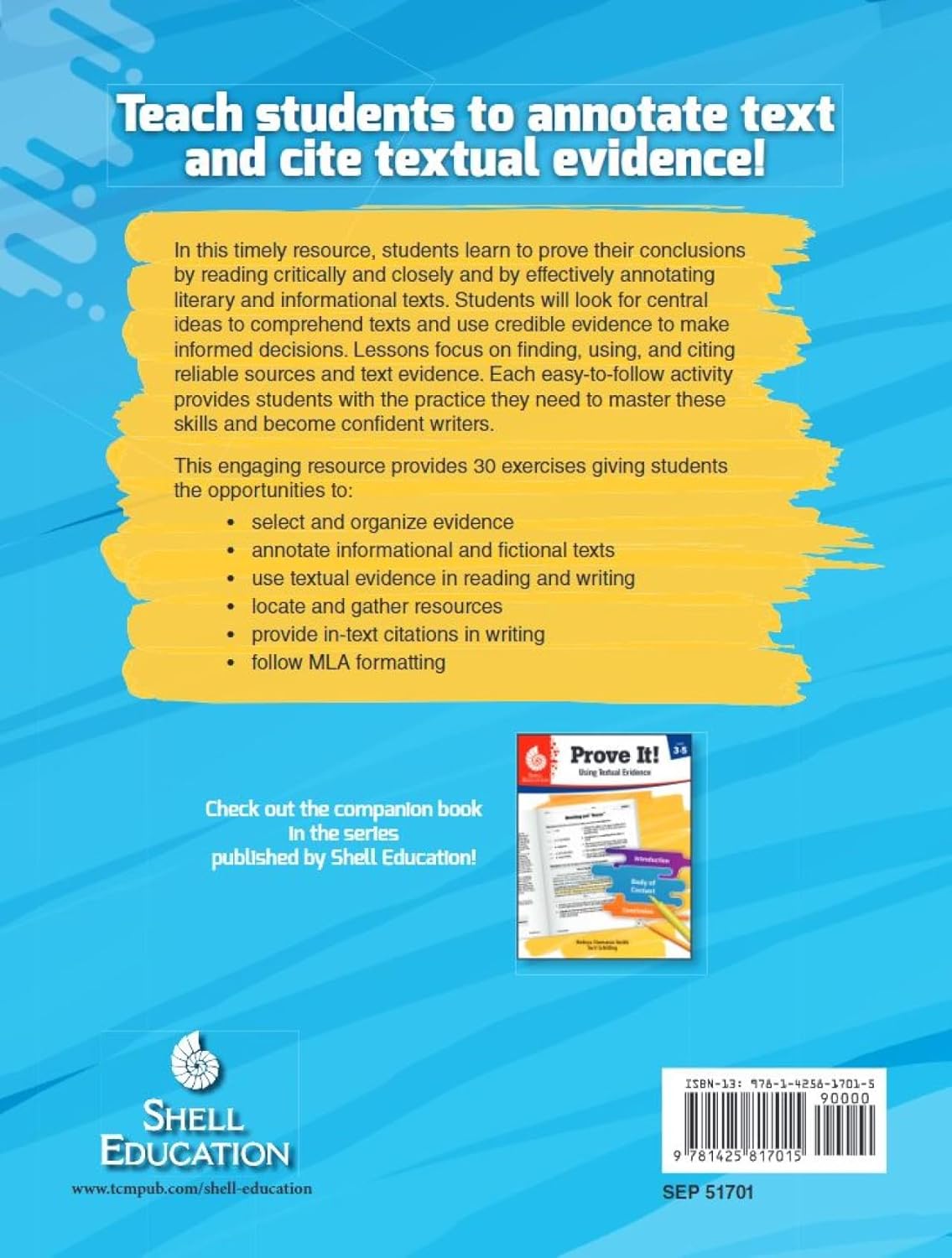 Shell Education Prove It! Using Textual Evidence, Grades 6-8