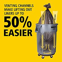 Rubbermaid Commercial Products BRUTE Heavy-Duty Round Trash/Garbage Can with Venting Channels, 32-Gallon, Black