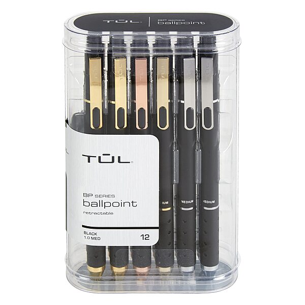 TUL BP Series Retractable Ballpoint Pens, Medium Point, 1.0 mm, Black Ink