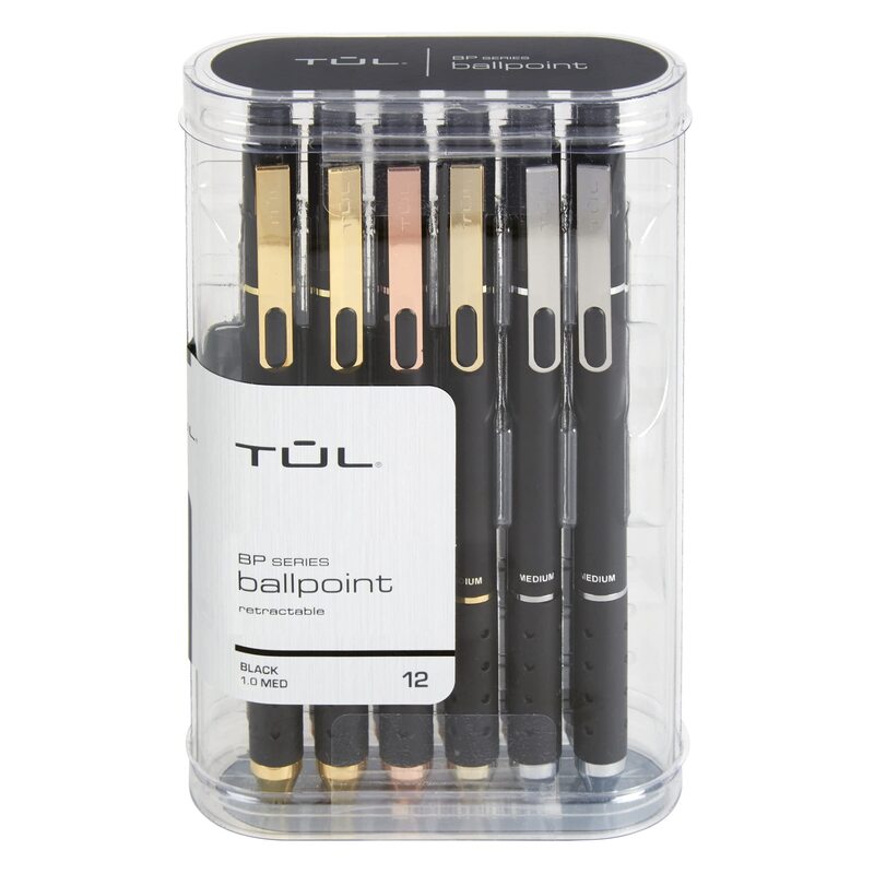 TUL BP Series Retractable Ballpoint Pens, Medium Point, 1.0 mm, Black Ink