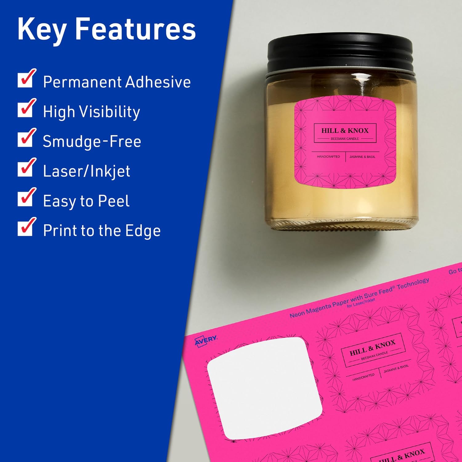 Avery Printable Arched Square Labels with Sure Feed Technology, Print-to-The-Edge, Laser/Inkjet