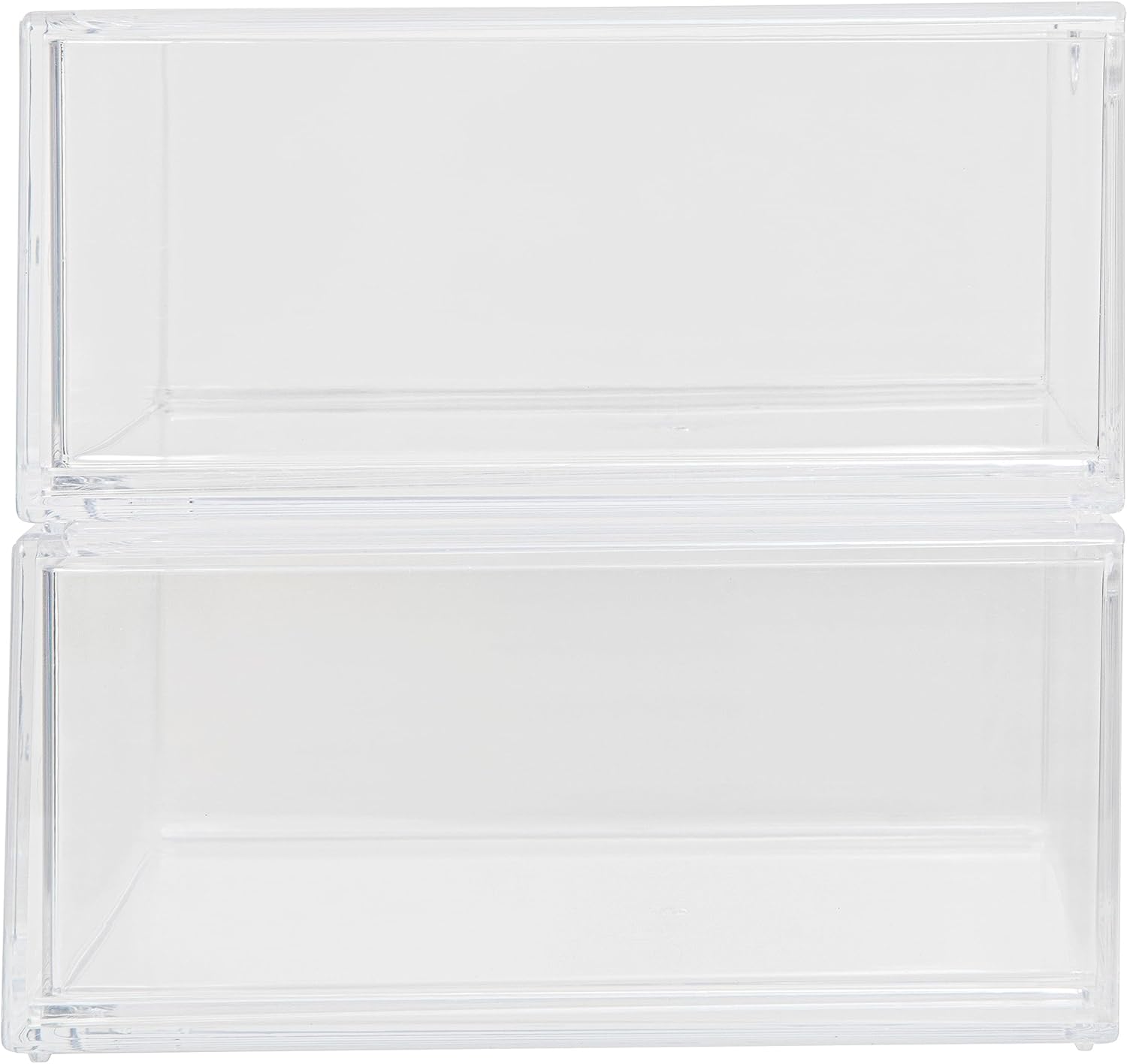 Martha Stewart Brody Desk Organizer with Drawers, Stackable Plastic Storage Box
