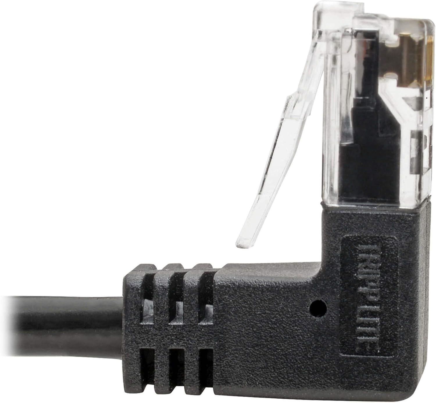 TRIPP LITE Cat6 Gigabit Patch Cable Snagless Right-Angle Utp Slim, 1', Black (N201-SR1-BK)