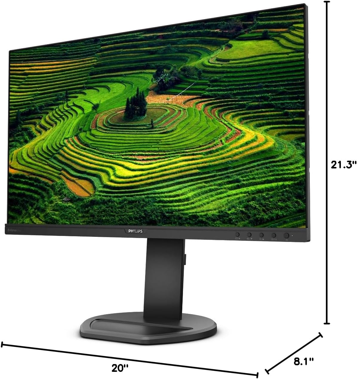 PHILIPS 241B8QJEB/17 24” Monitor, FHD IPS Panel, VGA, DVI, DP, HDMI, USB-Hub, EPEAT, Built-in Speaker, Height Adjustable
