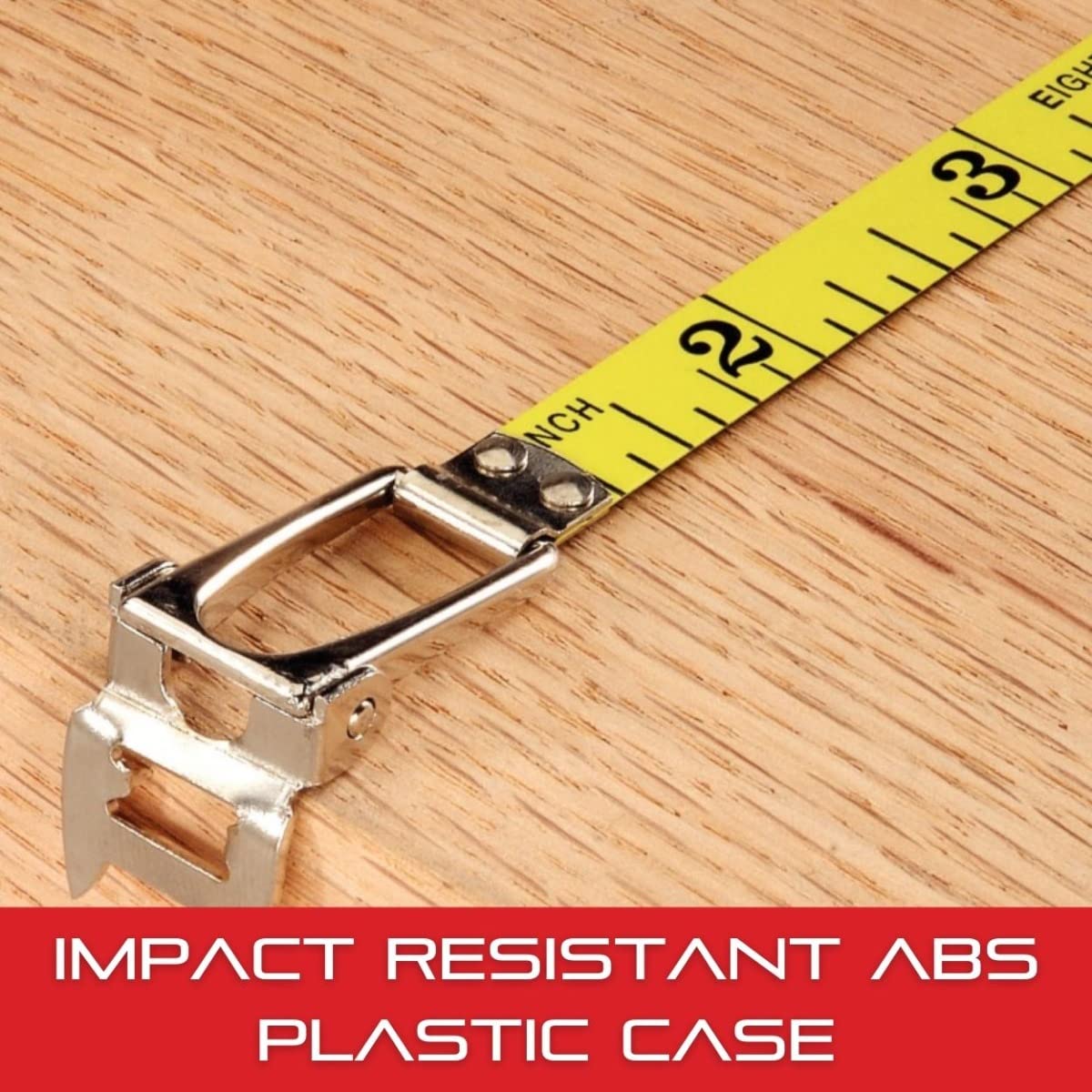 Starrett Retractable Imperial Long Line Tape with ABS Plastic Case and Folding Hook Ring - 100' Length, 3/8" Width