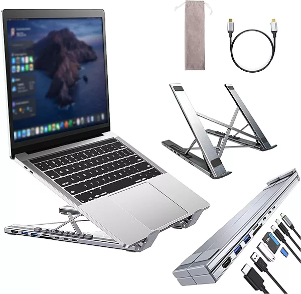 Laptop Docking Station Stand with USB-C 4K HDMI 8 Ports
