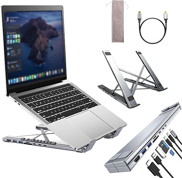 Laptop Docking Station Stand with USB-C 4K HDMI 8 Ports