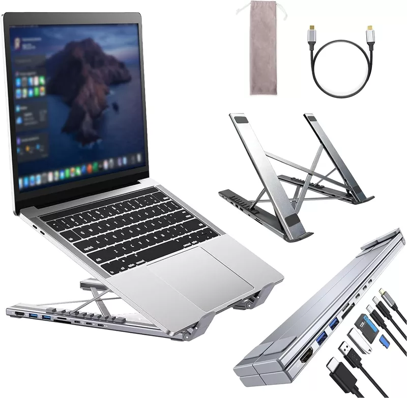 Laptop Docking Station Stand with USB-C 4K HDMI 8 Ports