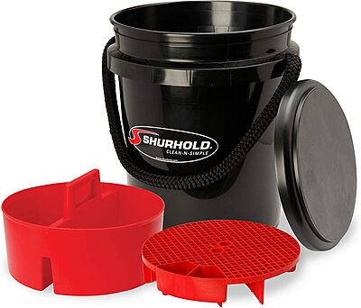 SHURHOLD One Bucket System - 5 Gallon Bucket with Rope Handle, Lid, Caddy & Grate