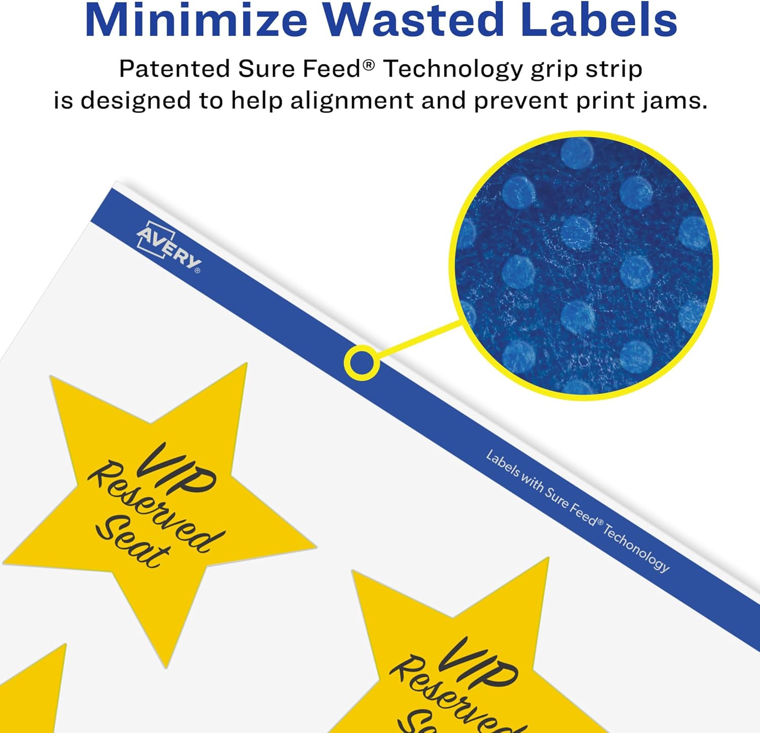 AVERY Matte White Removable Star Labels, Sure Feed Technology, Print-to-The-Edge, Laser/Inkjet Printable