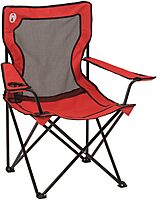 Coleman Broadband Mesh Quad Camping Chair with Carry Bag & Cup Holder, Cooling Mesh Back with Adjustable Arms