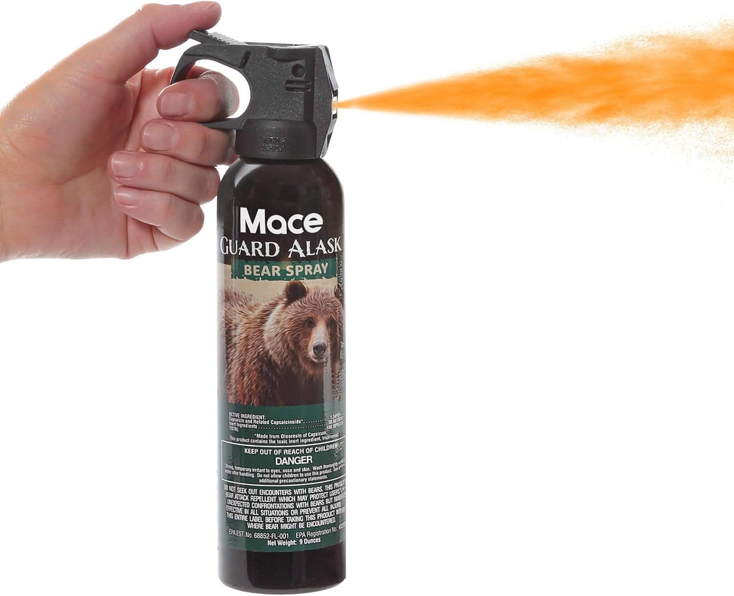 Mace Brand Guard Alaska Bear Deterrent Self Defense Spray, 9.17 oz, 20 Feet Range, Max Strength 20% OC Wildlife Safe Formula