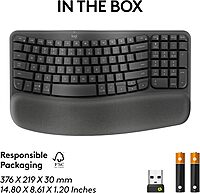 Logitech Wave Keys for Business, Wireless Ergonomic Keyboard with Cushioned Palm Rest, Secure Logi Bolt Technology, Bluetooth, Compatible with Windows/Mac/Chrome/Linux - Graphite One Size