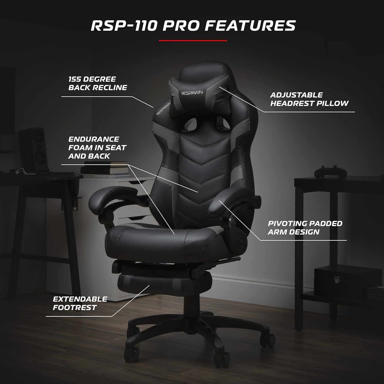 RESPAWN 110 Pro Ergonomic Gaming Chair with Footrest