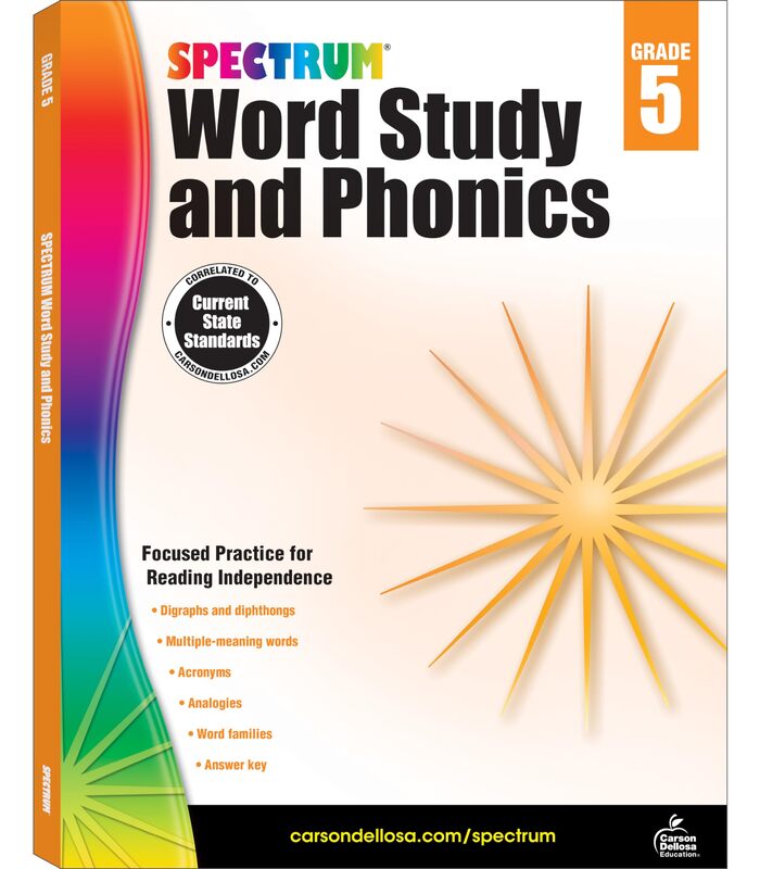 Spectrum Grade 5 Word Study and Phonics Workbooks, Ages 10 to 11, 5th Grade Word Study and Phonics, Word Families, Analogies