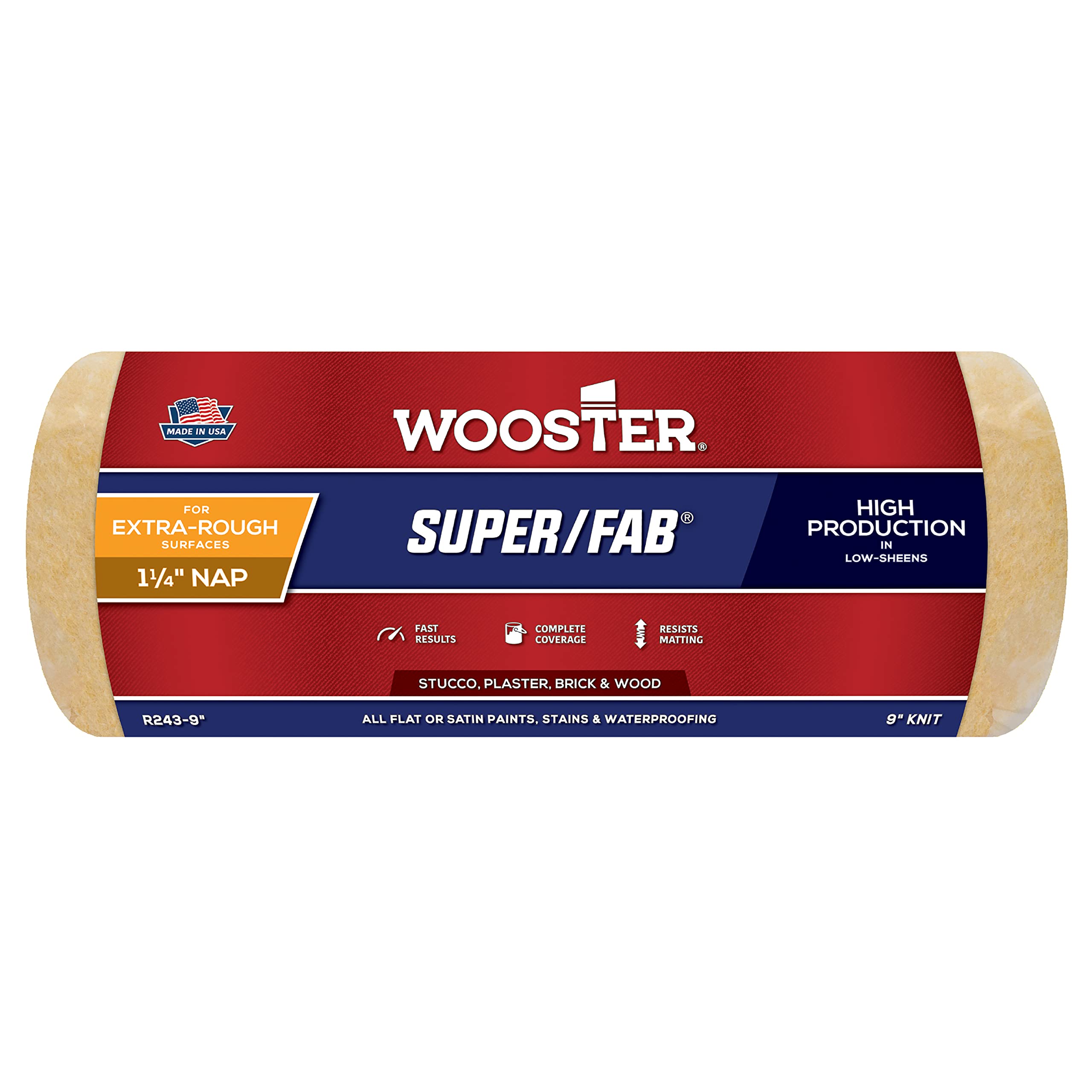 Wooster Brush R243-9 Super/Fab Roller Cover, 1-1/4-Inch Nap, 9-Inch 9 Inch