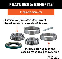 CURT 23210 Replacement Trailer Wheel Bearing Kit, 1-Inch Inside Diameter