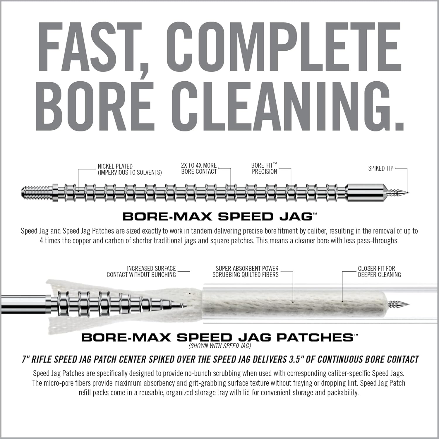 Real Avid Bore-Max Speed Jag and Patches, Bore Cleaning Jag and Patches Set (.22/.223)