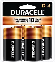 Duracell Coppertop D Batteries, 4 Count Pack, D Battery with Long-lasting Power