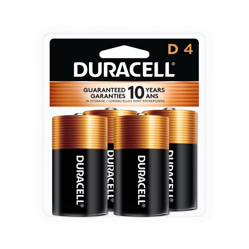 Duracell Coppertop D Batteries, 4 Count Pack, D Battery with Long-lasting Power