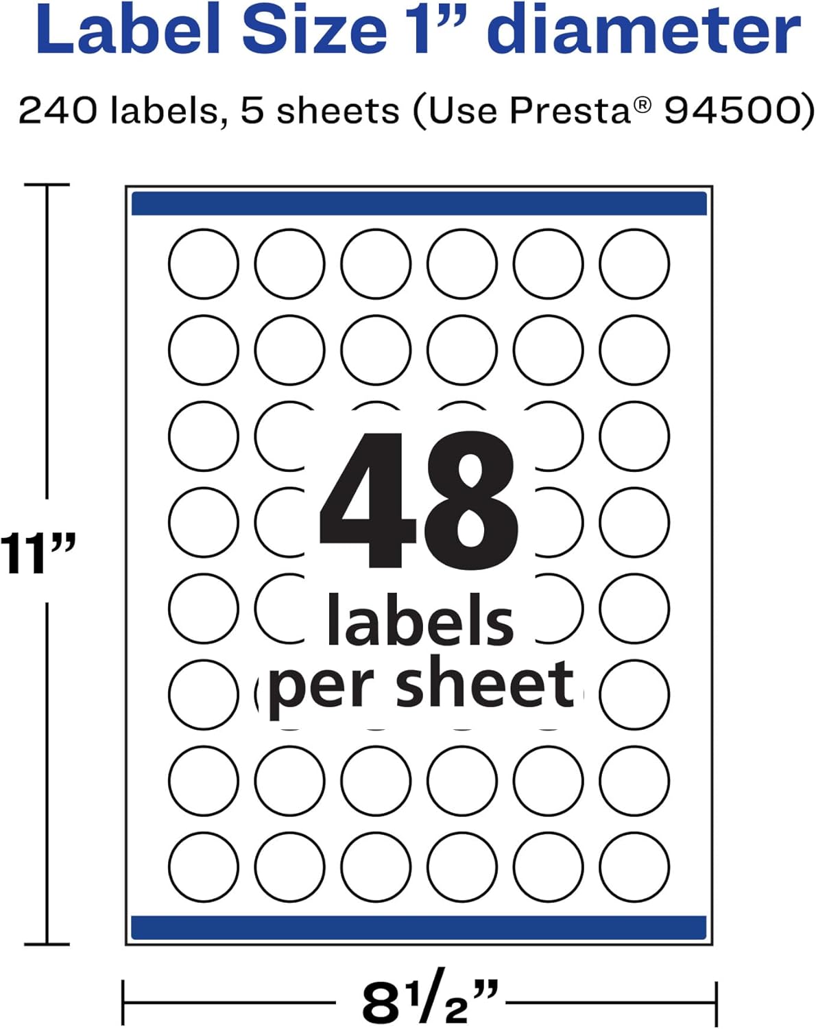 Avery Durable Waterproof Round Labels, Sure Feed Technology, Print-to-The-Edge, 1" Diameter