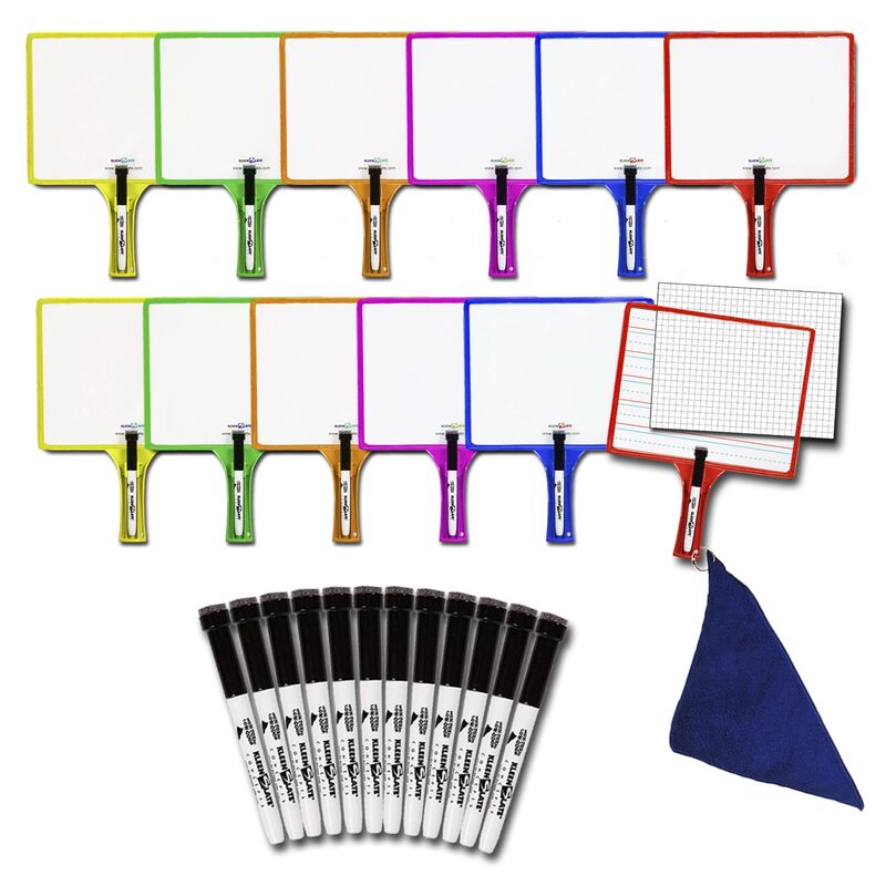 KLEENSLATE Customizable Dry-Erase Whiteboards, 12 Pack, Assorted Colors