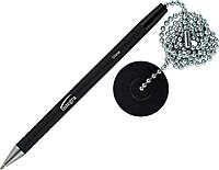 Integra Antimicrobial Rubber Barrel Counter Pen - Black (24in Chain)