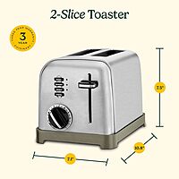 Cuisinart CPT-160 Metal Classic 2-Slice Toaster, Brushed Stainless