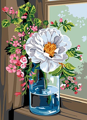 Tela Mezzopunto Bouquet alla finestra