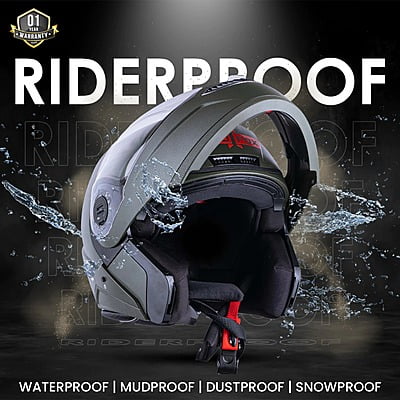 STEELBIRD SBA-7 DASHING BATTLE GREEN C/V (L) WITH HEADFOX LOGO