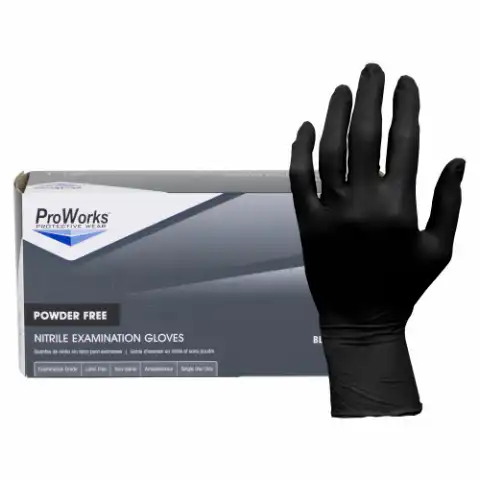 Hospeco ProWorks Nitrile Exam Gloves Black Powder Free XX-Large 5 Mil 10 / 100 cs