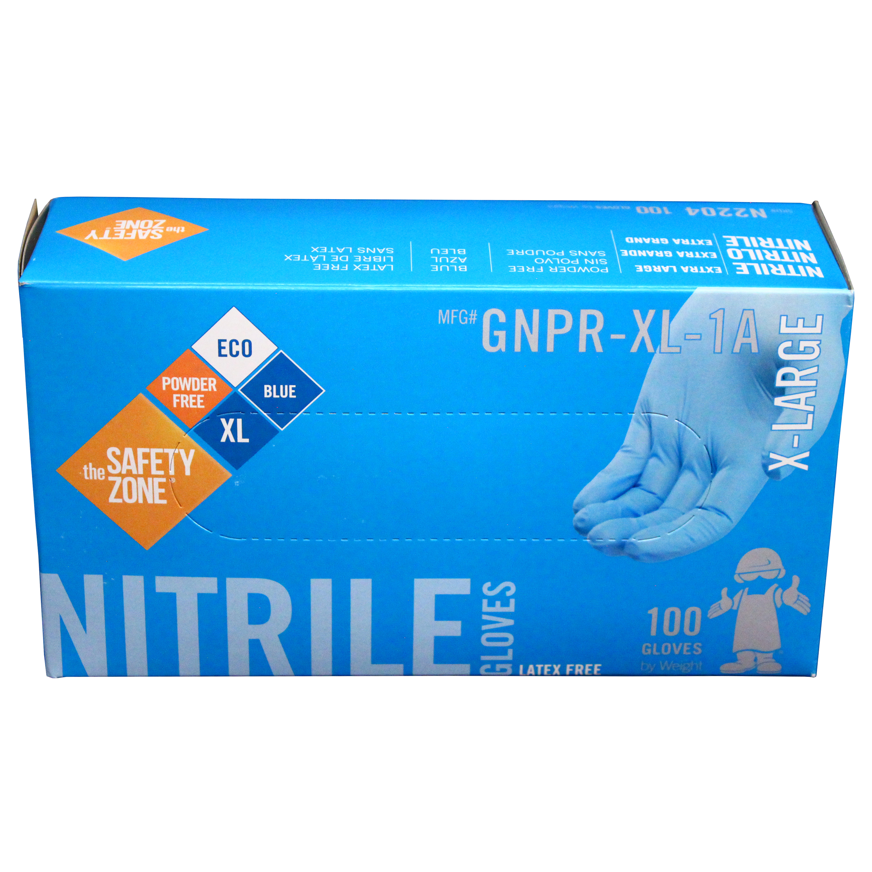 Hospeco Powder Free Blue Nitrile Gloves 3 Mil Extra Large 10 / 100 cs