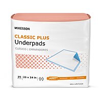McKesson Classic Plus Disposable Underpad 23 X 24 Inch Fluff Mat Light Absorbency (BG/25EA)