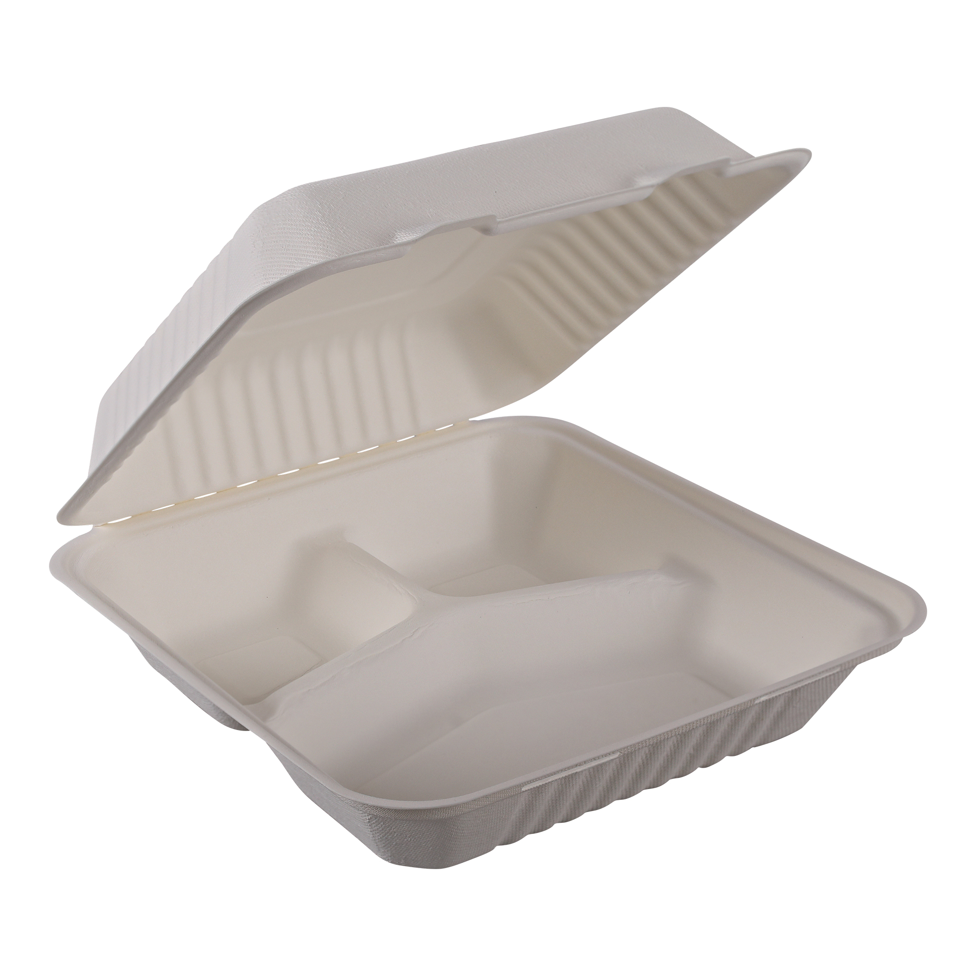 Empress Earth Hinged Container Molded Fiber Deep 9"x9"x3" Natural White 3C PFAS Free 2 / 100 cs