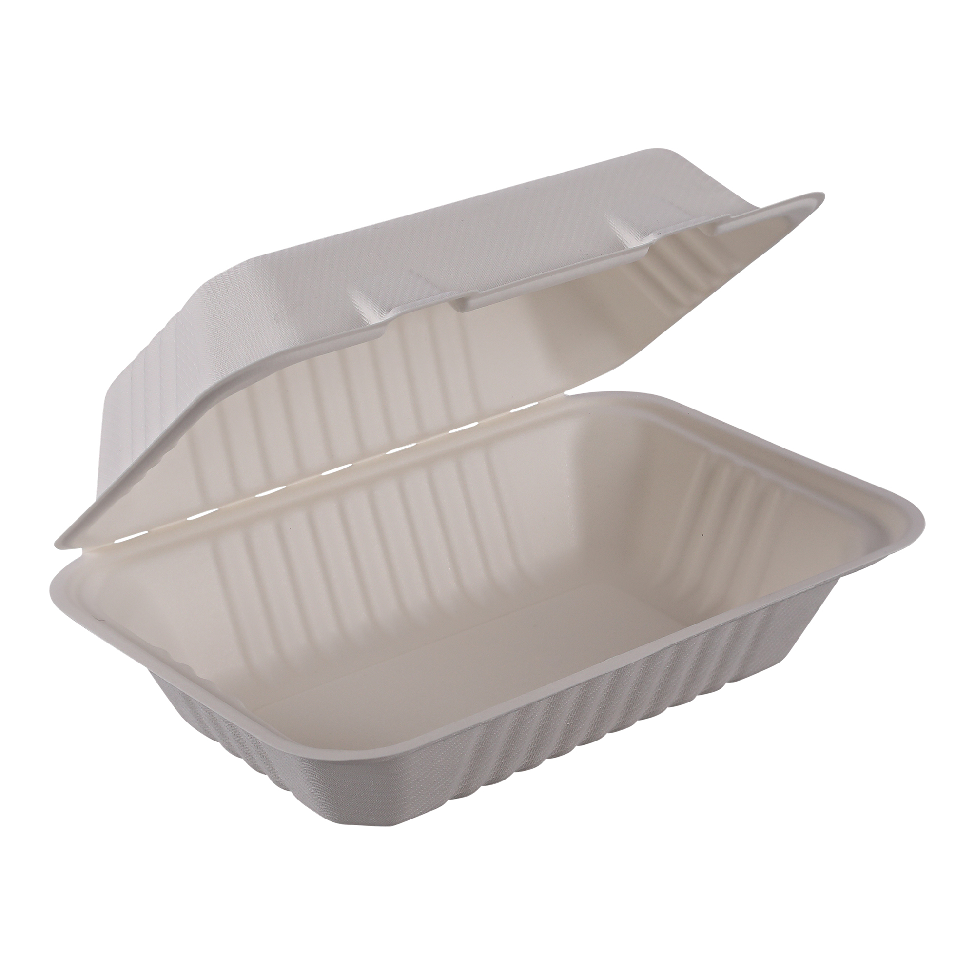 Empress Earth Hinged Container Molded Fiber 9"x6"Hoagie Natural White PFAS Free 2 / 125 cs