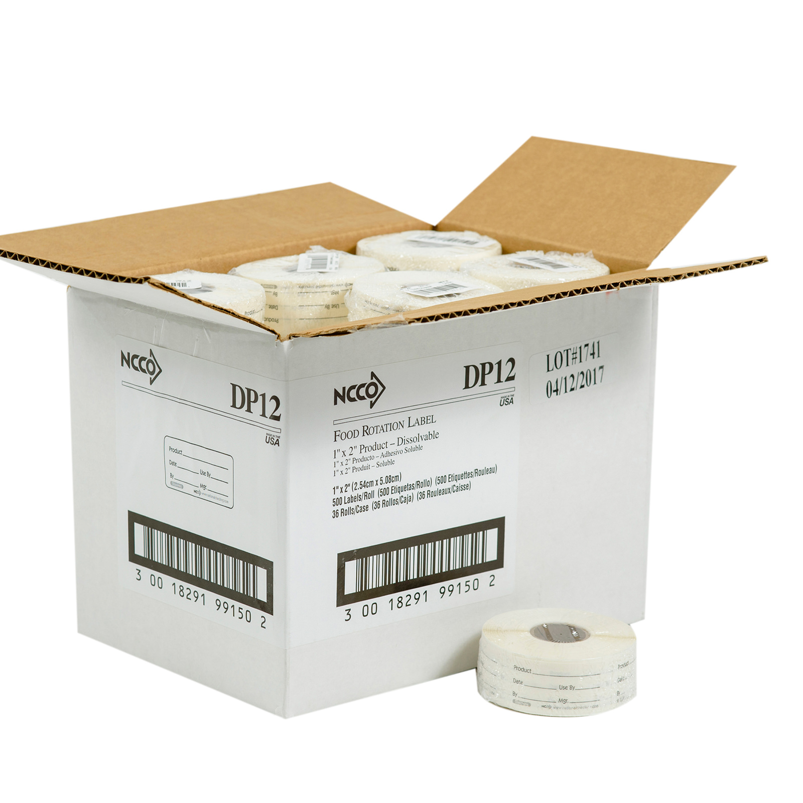 National Checking 1" x 2" Product Label Roll 500 Dissolving Labels 1 / cs