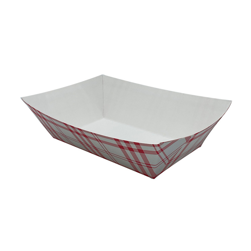 Nova 3lb Red Plaid Food Tray PFAS Free 2 / 250 cs