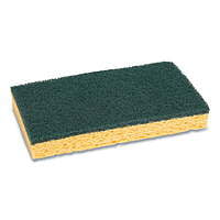 Scrubbing Sponge, Medium Duty, 3.6 x 6.1, 0.75" Thick, Yellow/Green, Individually Wrapped - 20/Case